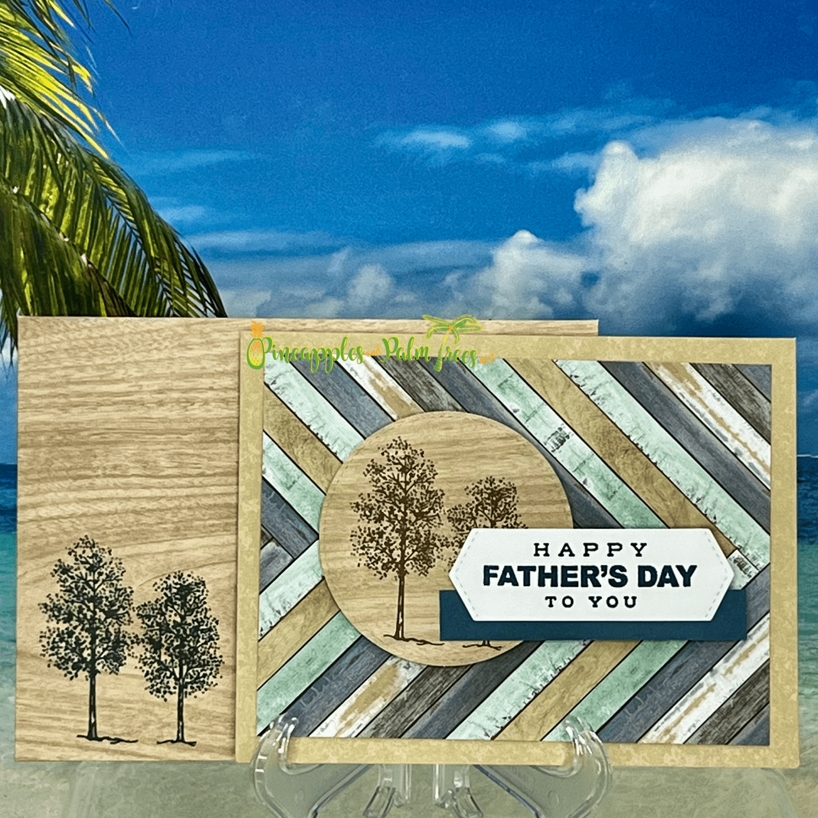 Happy Father’s Day greeting card with tree illustrations from Pineapples and Palm Trees