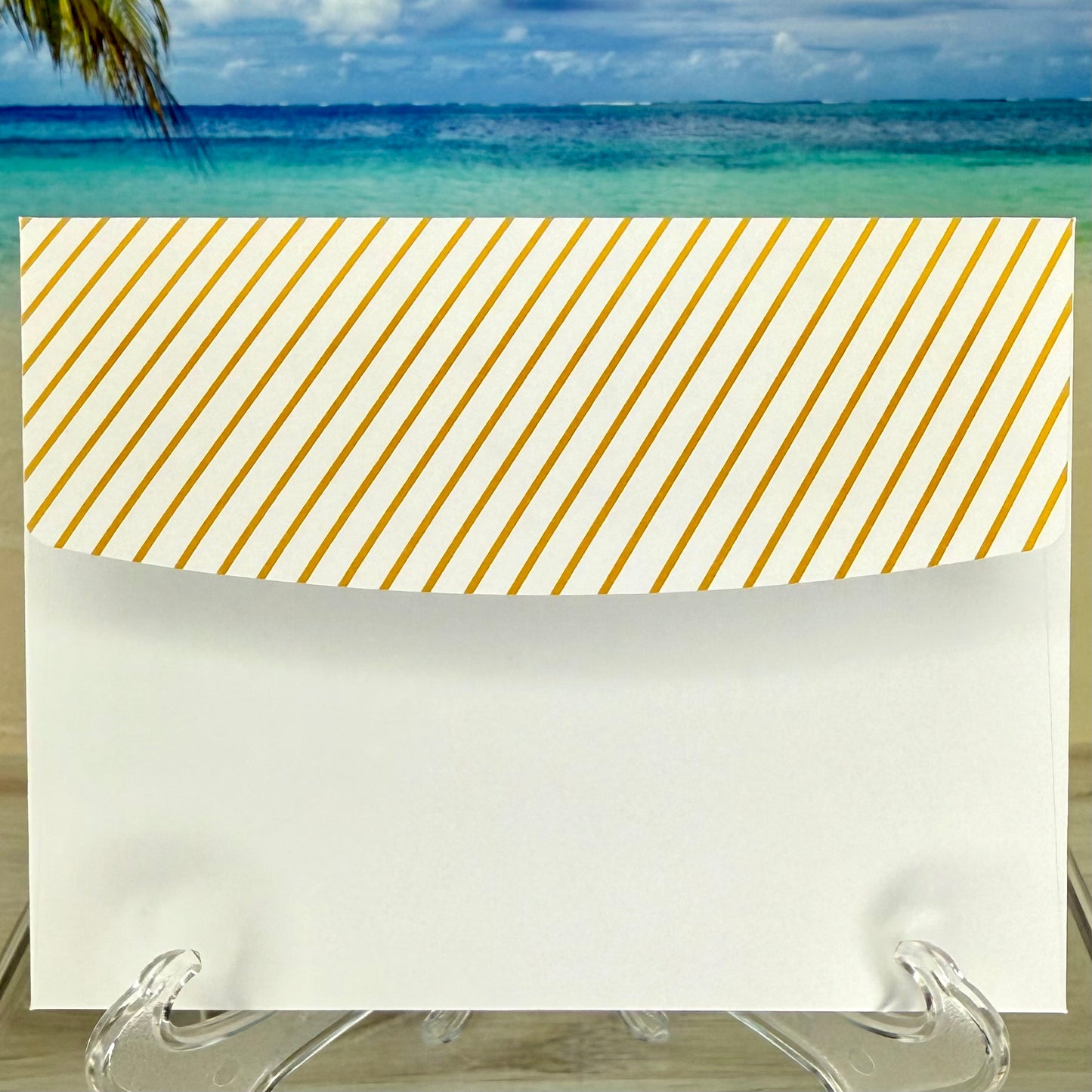 Back of the ‘Hello Friend’ greeting card envelope — flap closure visible, made from quality cardstock.