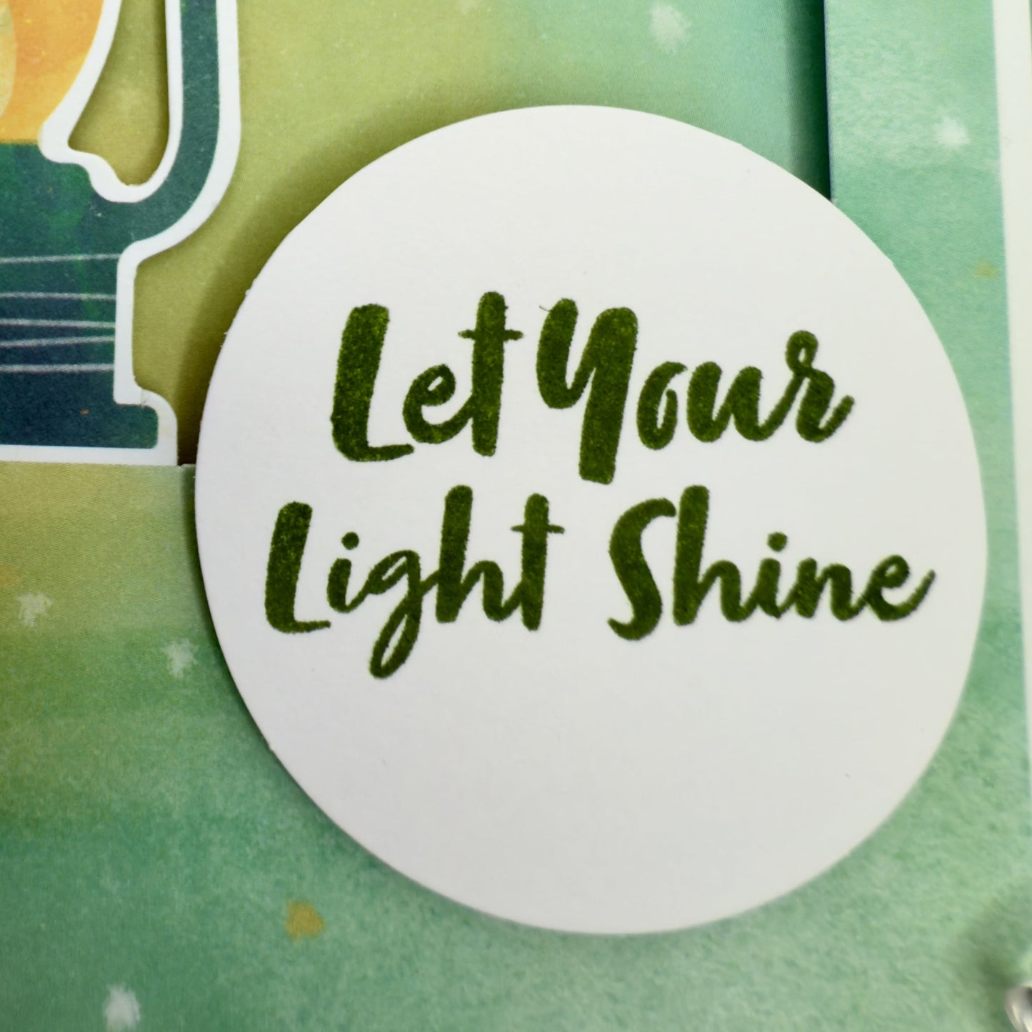 Greeting card with the message ‘Let Your Light Shine’ — a thoughtful, inspiring handcrafted card.