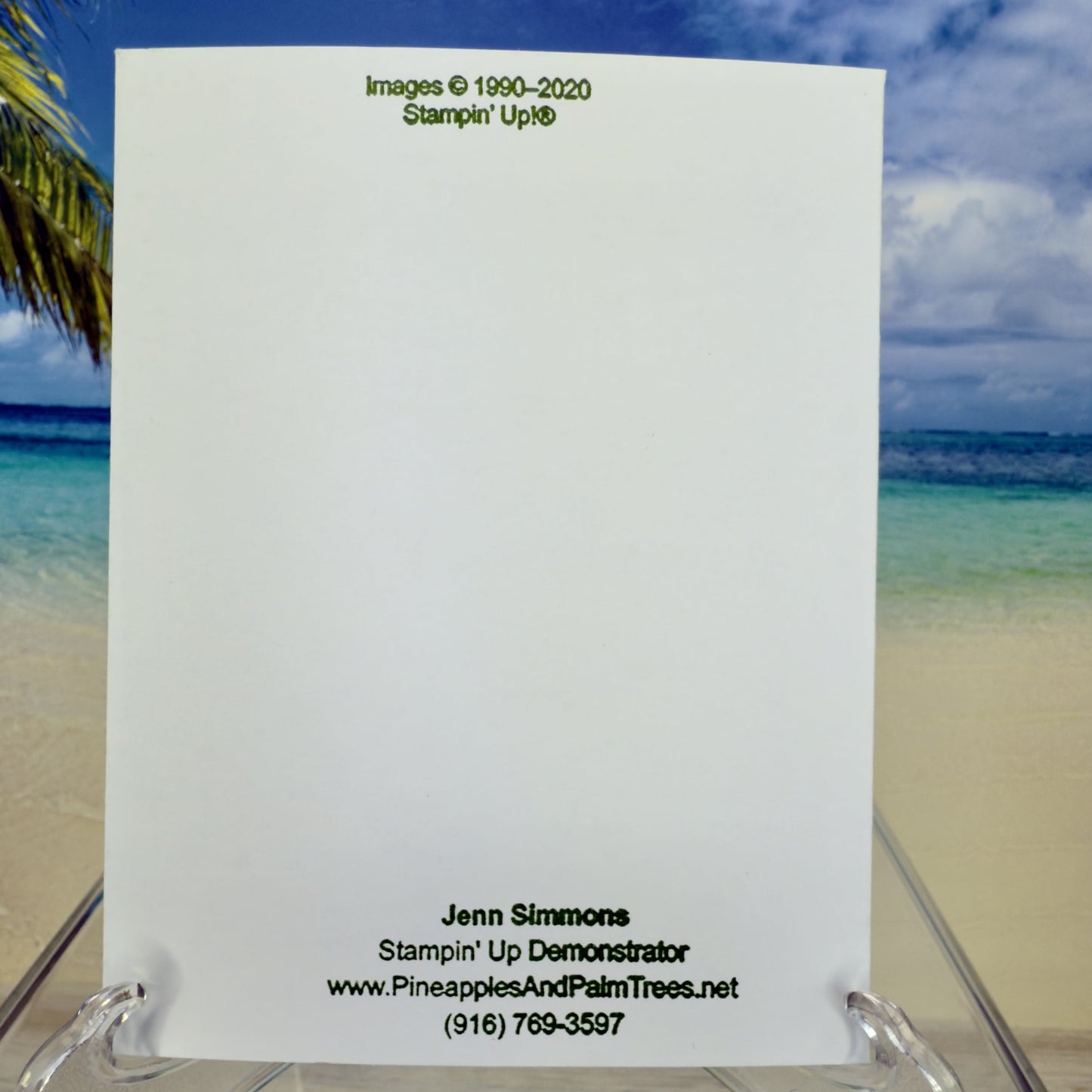 Back of the greeting card with the message ‘Let Your Light Shine’ and a lantern illustration — a thoughtful, inspiring handcrafted card.