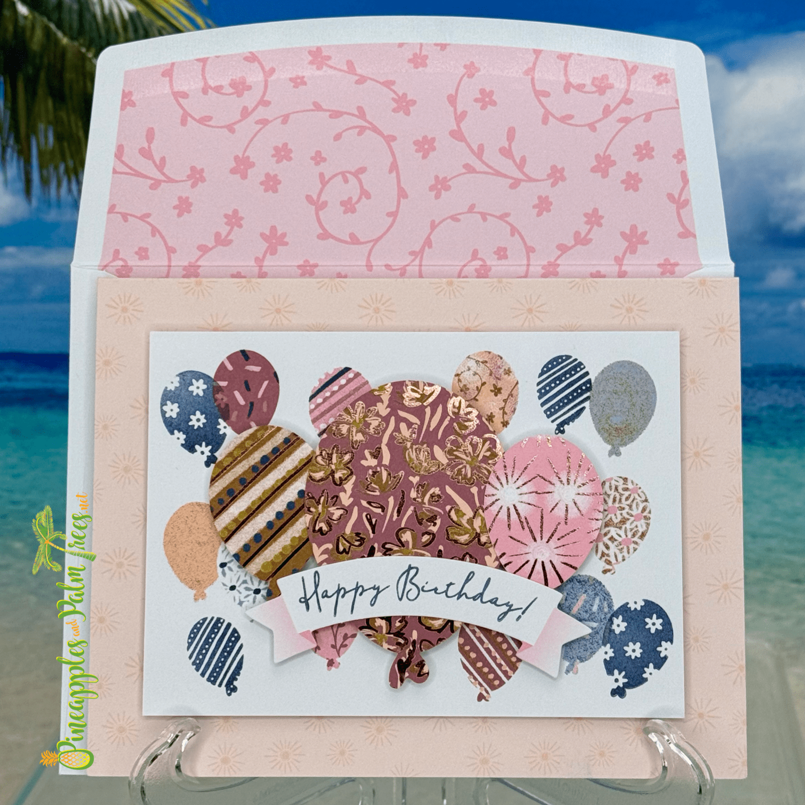 Beautiful Happy Birthday greeting card with balloon illustrations