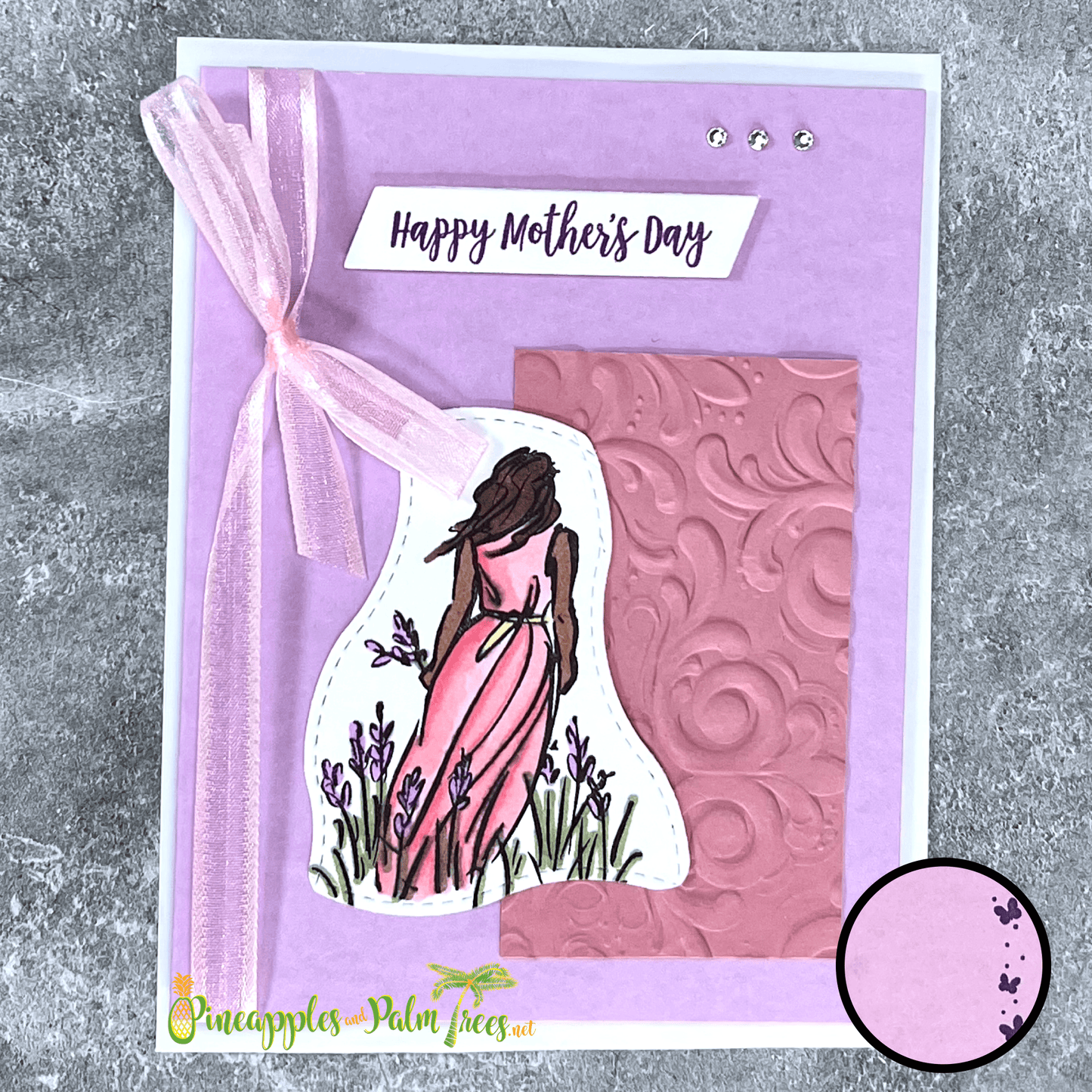 Happy Mother’s Day greeting card in soft blush pink color from Pineapples and Palm Trees