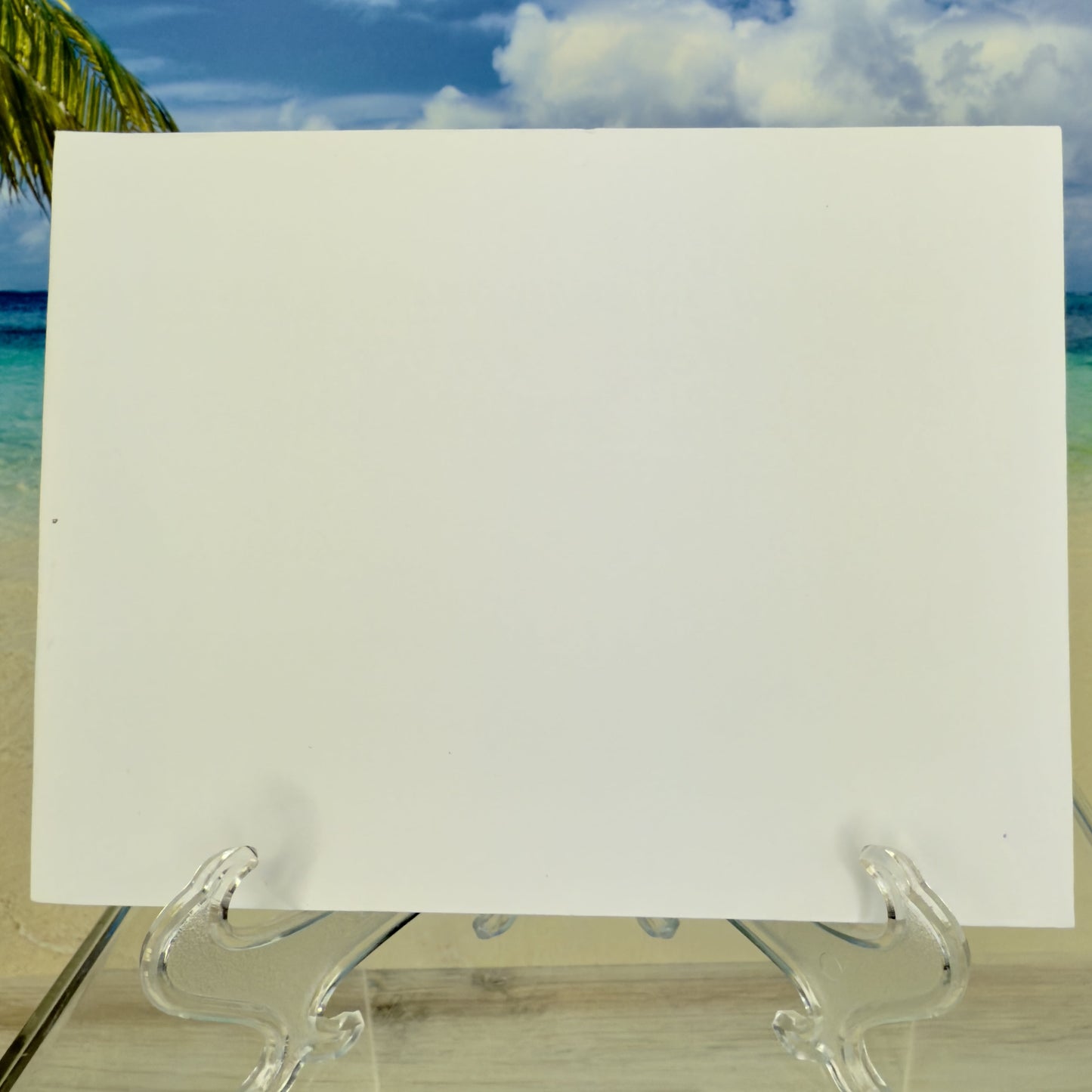 Soft peach greeting card with elegant lettering that says ‘Happy Mother’s Day,’ shown with its matching envelope — a heartfelt and handcrafted card for mom.

