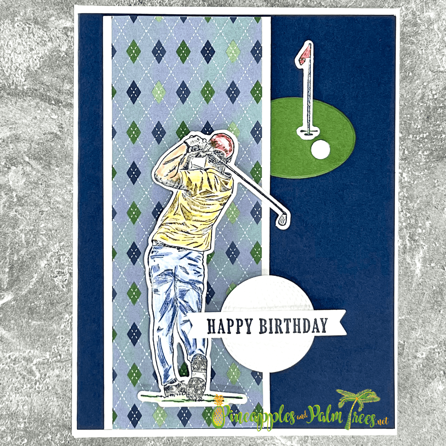 Greeting Card: Happy Birthday - blue golf