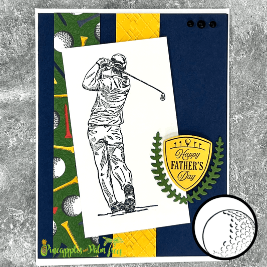 Greeting Card: Happy Father's Day - golf yellow & blue