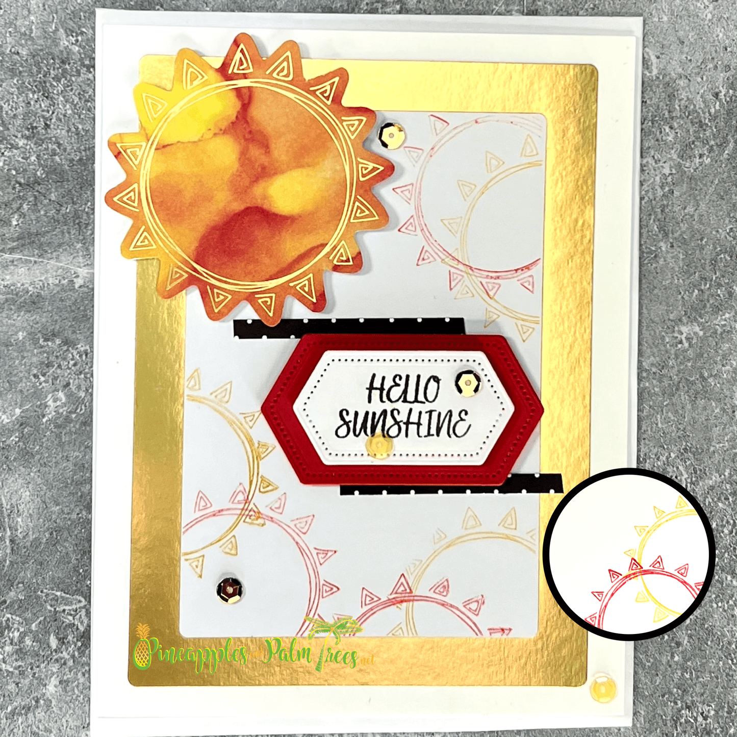 Greeting Card: Hello Sunshine - gold foil