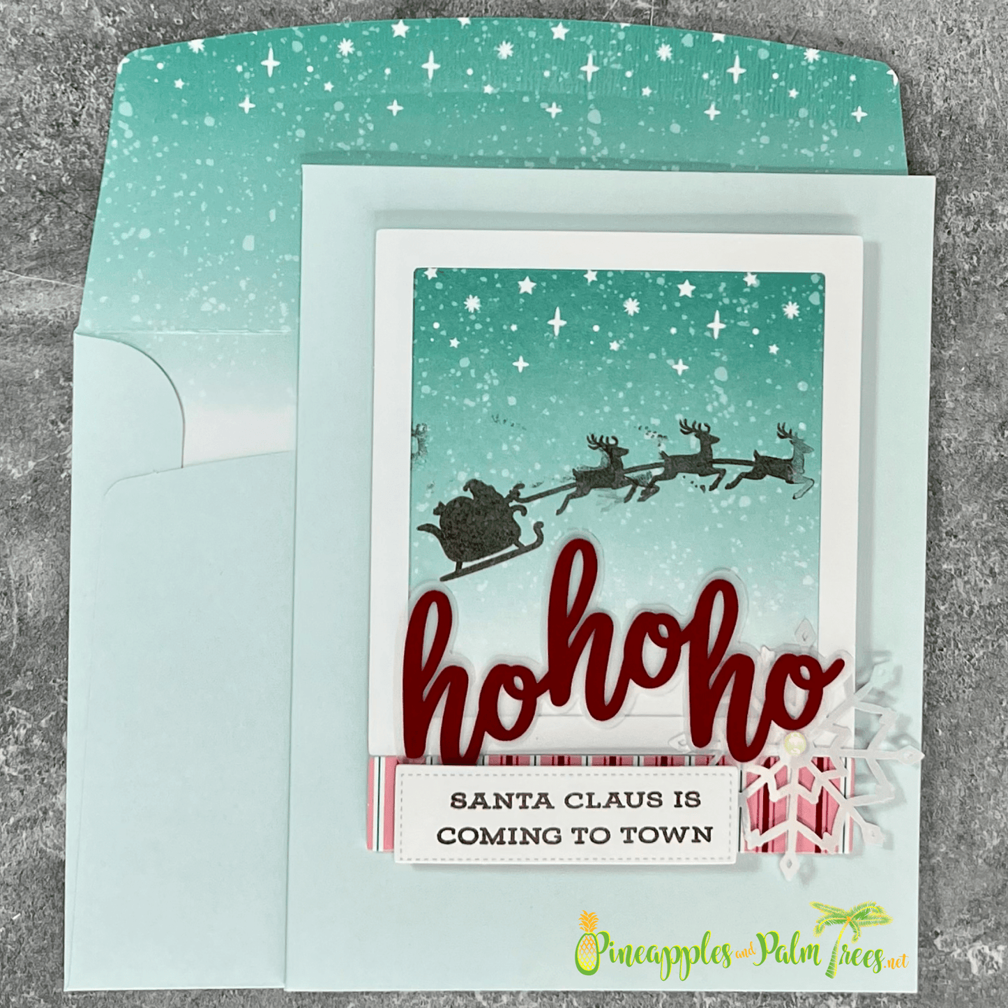 Greeting Card: Ho Ho Ho Santa Claus is Coming to Town - reindeer