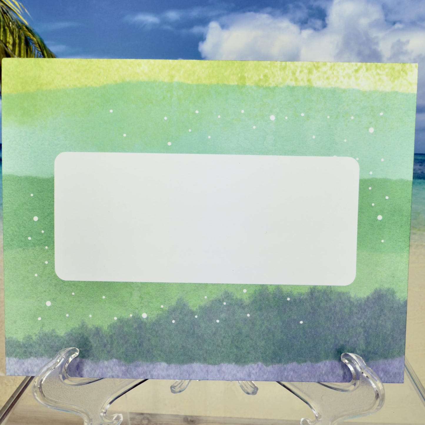 Envelope of the ‘Let Your Light Shine’  greeting card  — a thoughtful, inspiring handcrafted card.