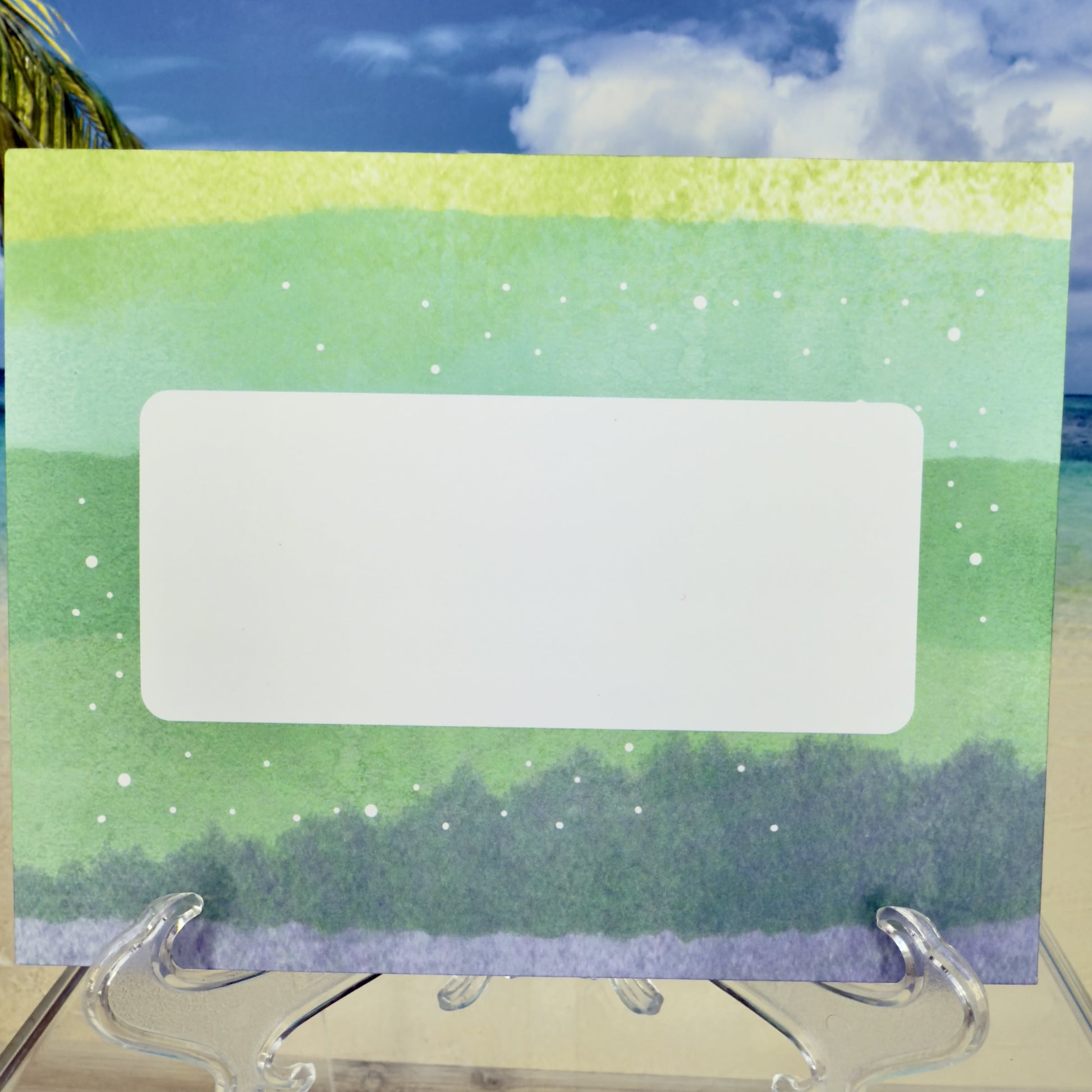 Envelope of the ‘Let Your Light Shine’  greeting card  — a thoughtful, inspiring handcrafted card.