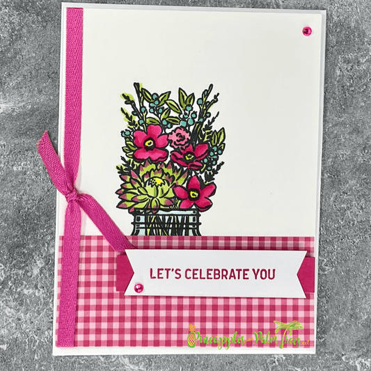 Greeting Card: Let's Celebrate You - pink floral