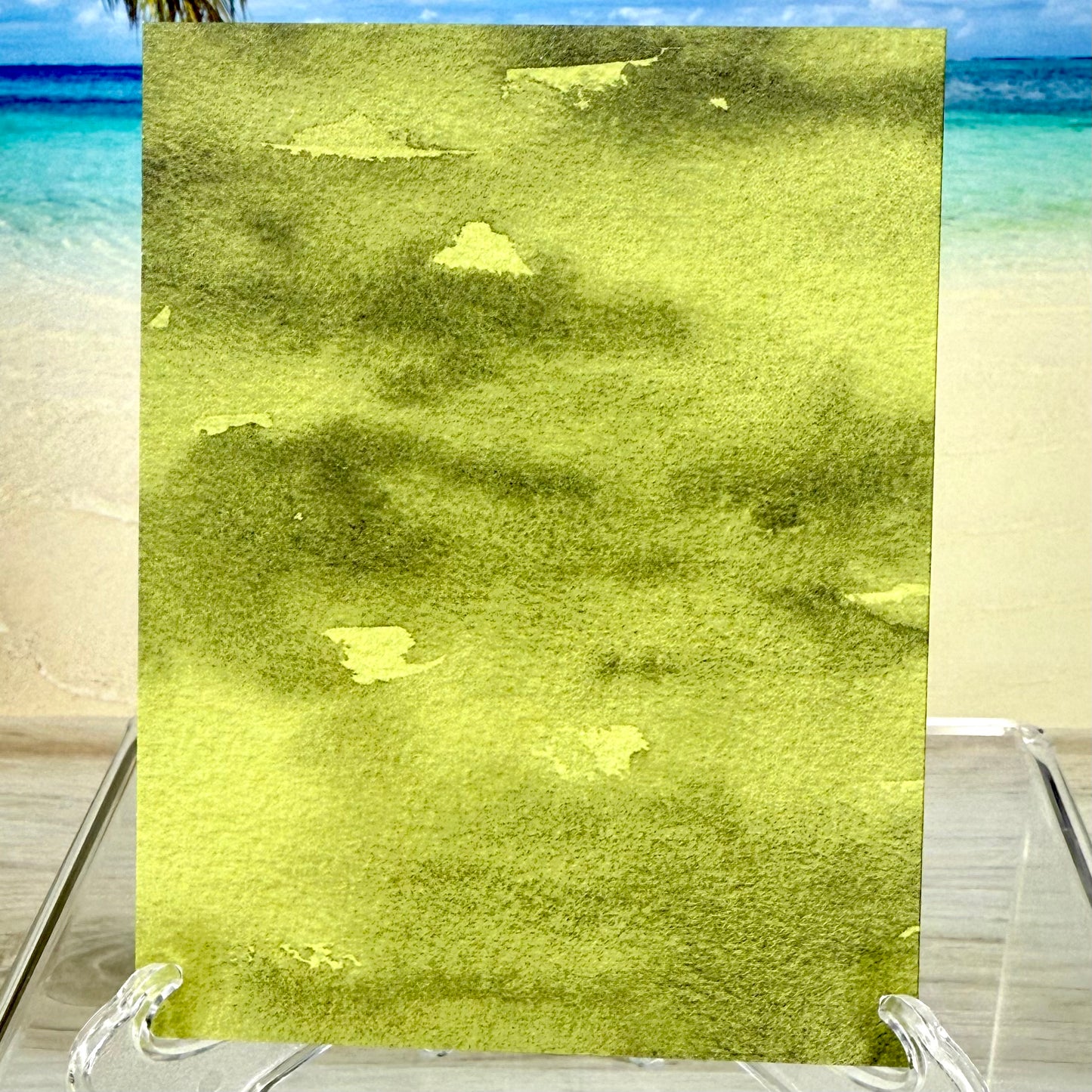 Back of the ‘For A One‑Of‑A‑Kind Friend’ greeting card with a green background accent.