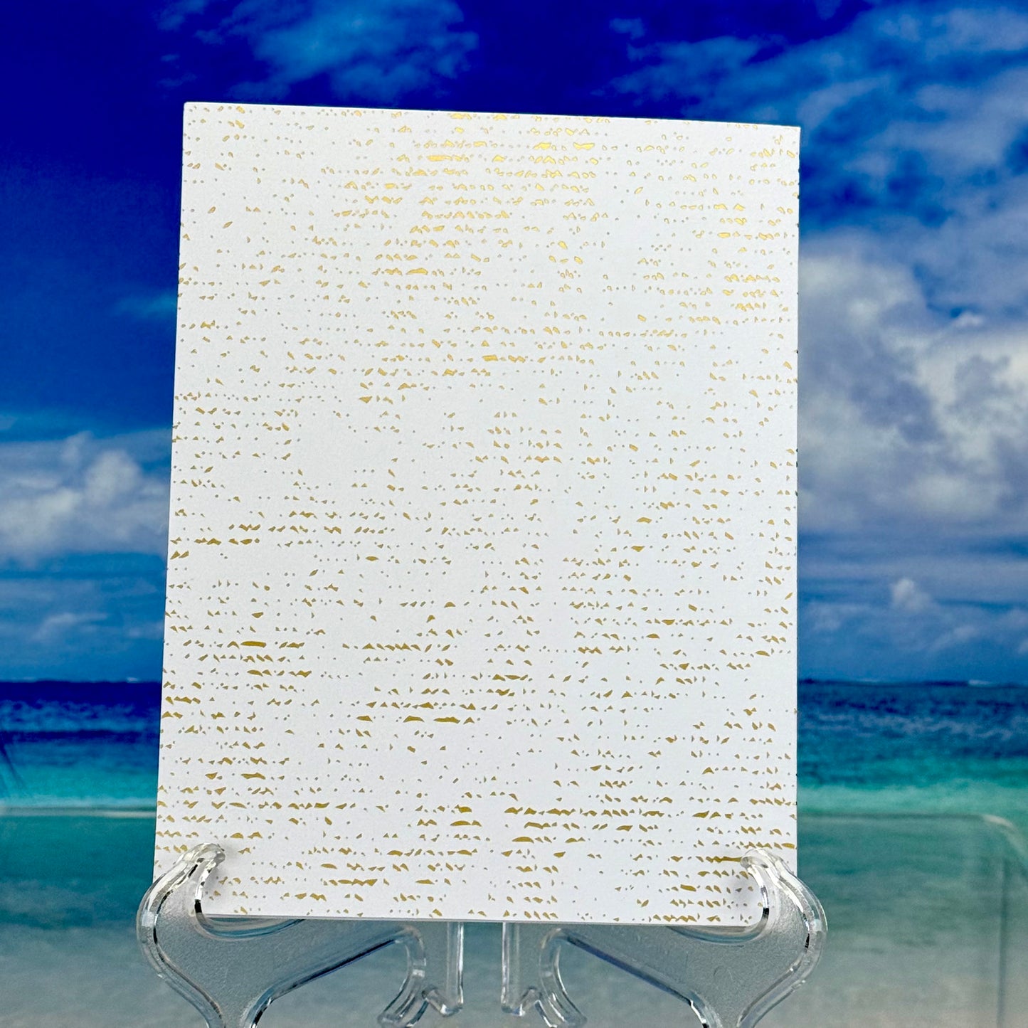 Back of “Miss You” greeting card — blank cardstock ready for message.