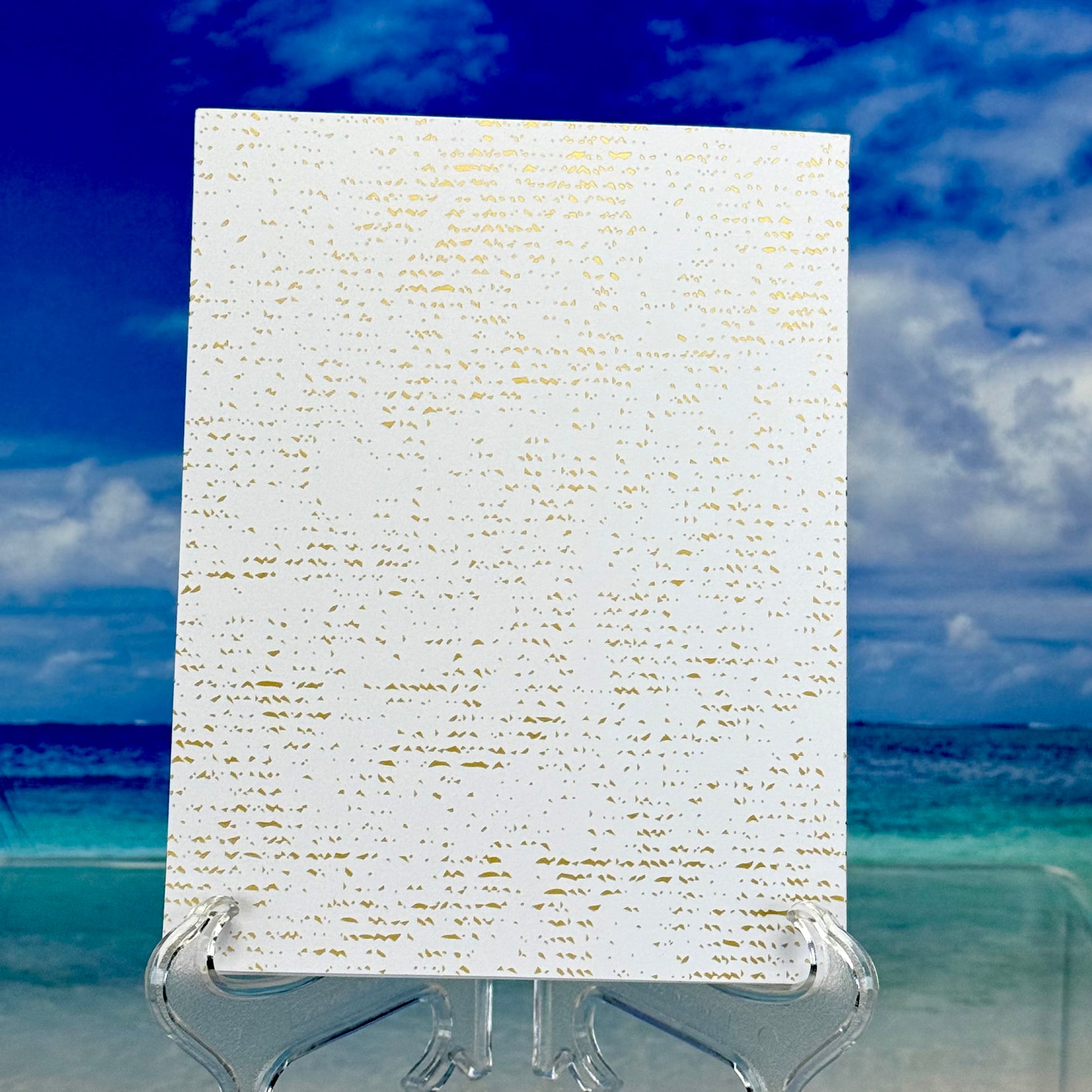 Back of “Miss You” greeting card — blank cardstock ready for message.