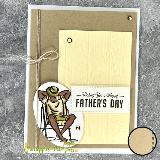 Father’s Day greeting card “Wishing You a Happy Father’s Day” with tan and green color palette on the front cover.