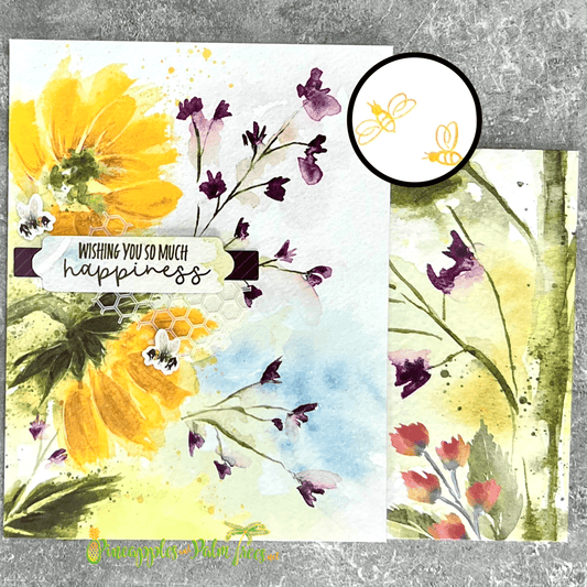 Greeting card “Wishing You So Much Happiness” with a colorful floral illustration on the front cover.