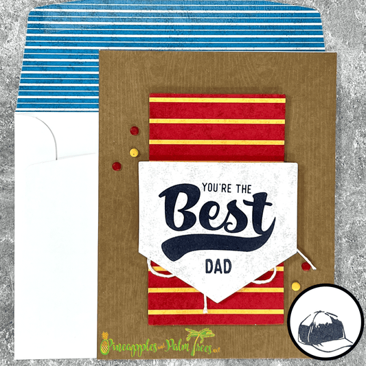 Father’s Day greeting card “You’re the Best Dad” featuring a home plate baseball design on the front.
