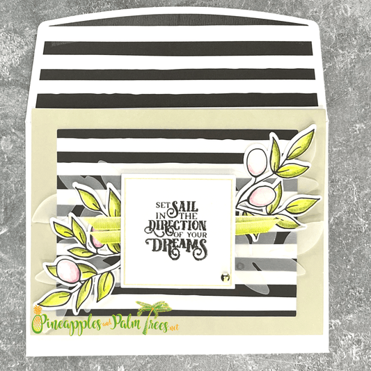 Greeting Card: Set Sail in the Directions of Your Dreams - black & white stripes