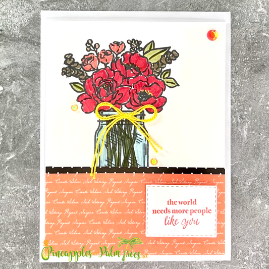 Greeting Card: The World Needs More People Like You - red & orange floral