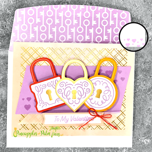 Valentine greeting card “To My Valentine” featuring a lock and key illustration on the front cover.