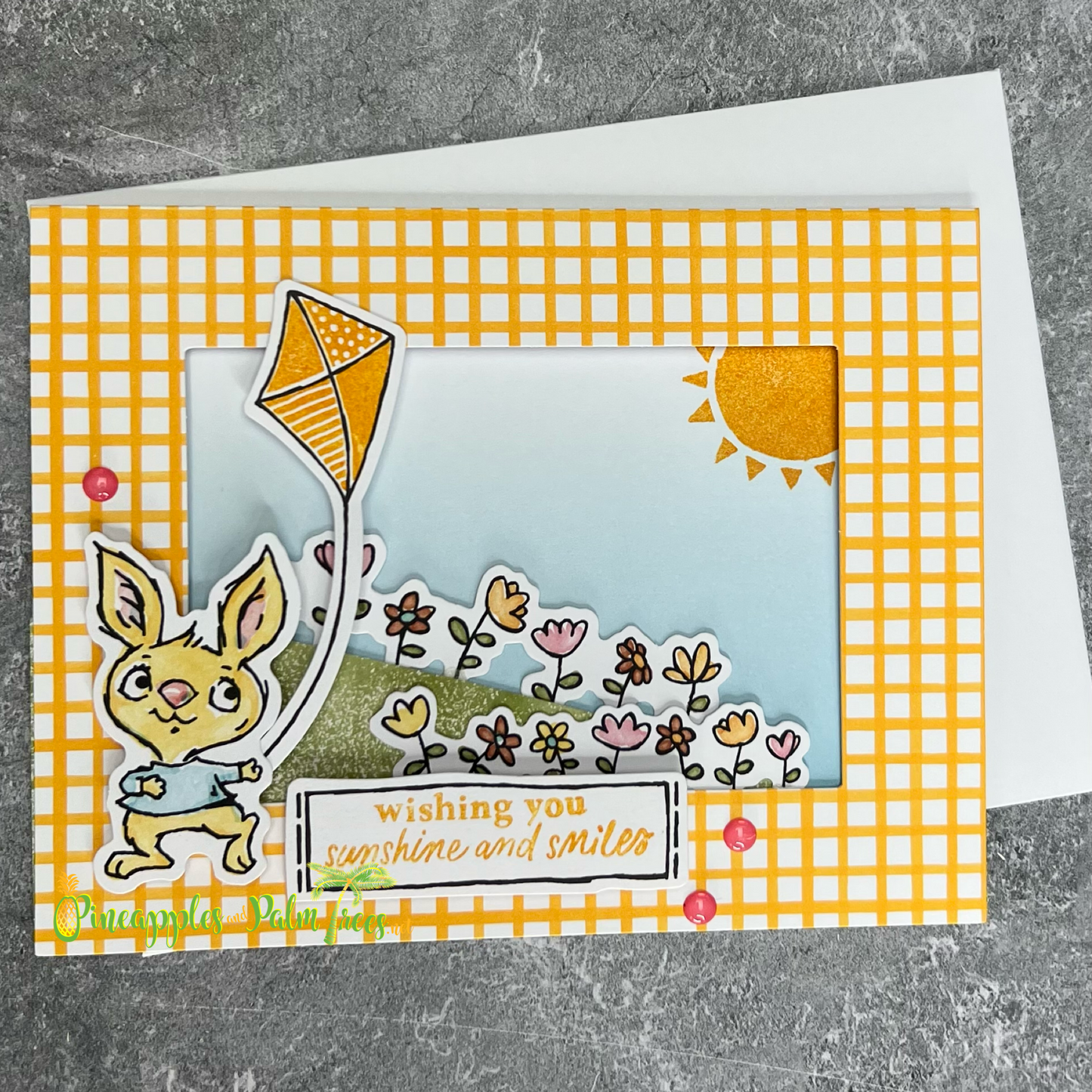 Greeting Card: Wishing You Sunshine and Smiles - bunny & kite