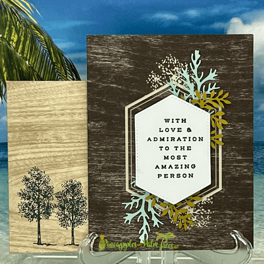 Greeting card expressing love and admiration, featuring a peaceful tree illustration and heartfelt message that says "With Love & Admiration To The Most Amazing Person" on the front.