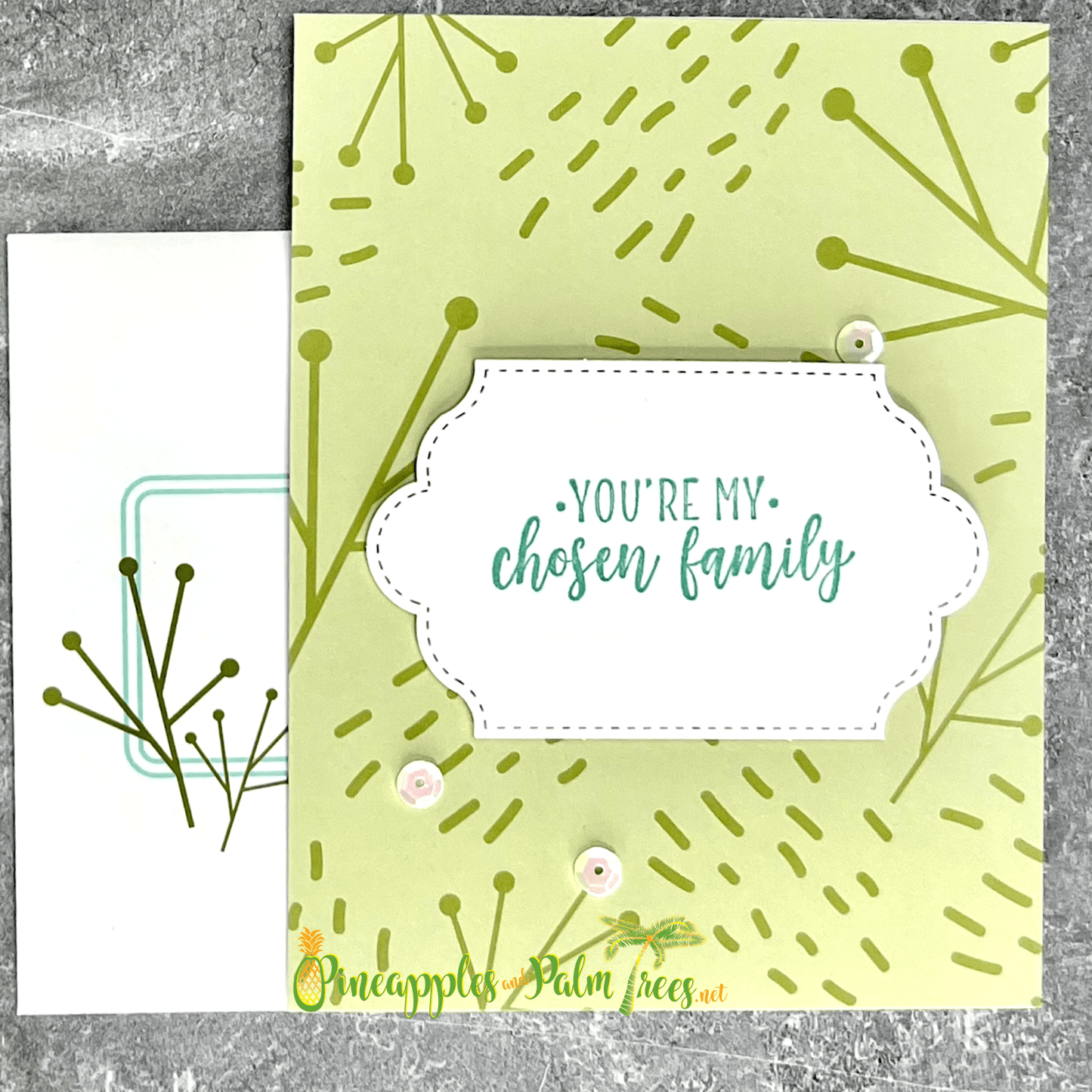 Greeting Card: You're My Chosen Family - green geo