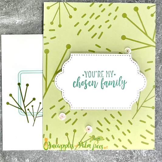 Greeting Card: You're My Chosen Family - green geo