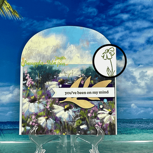 Thoughtful greeting card “You’ve Been on My Mind” with colorful floral illustration on the front cover.